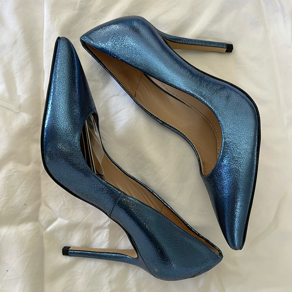 Zara Blue Metallic Stiletto sz 37